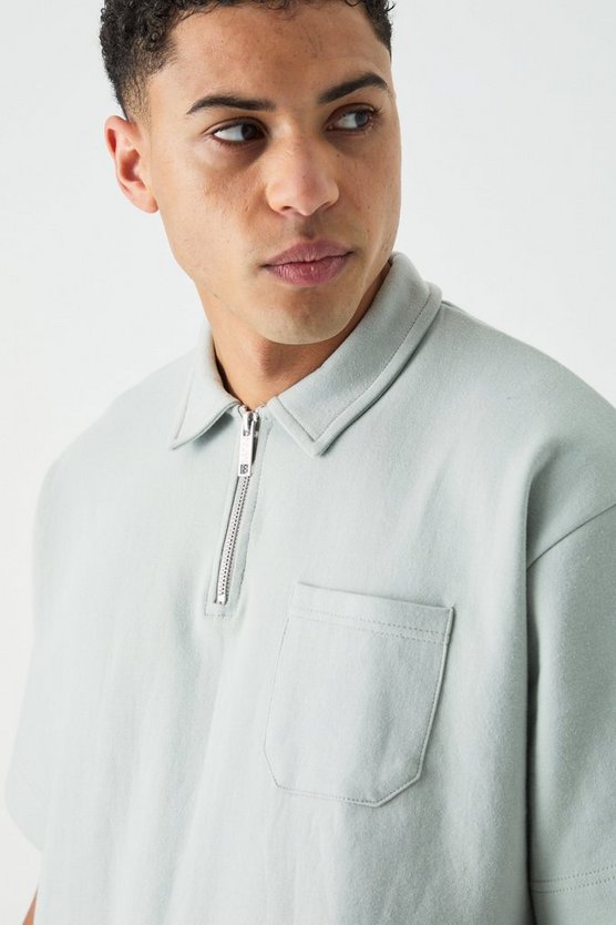 Oversize Man Poloshirt mit Tasche