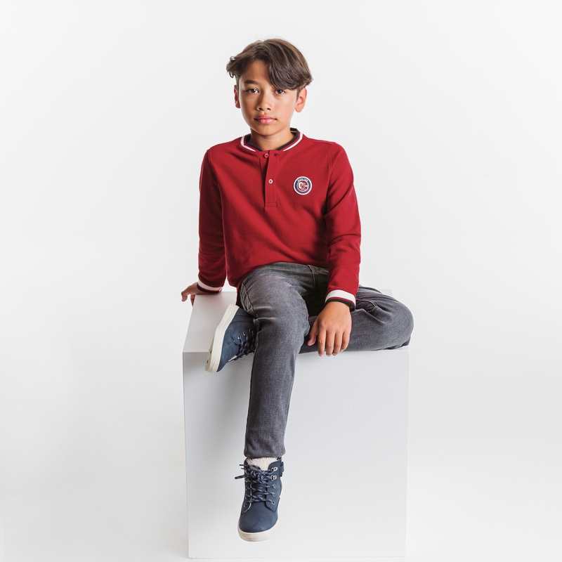 T-shirt manches longues à écusson rouge garçon