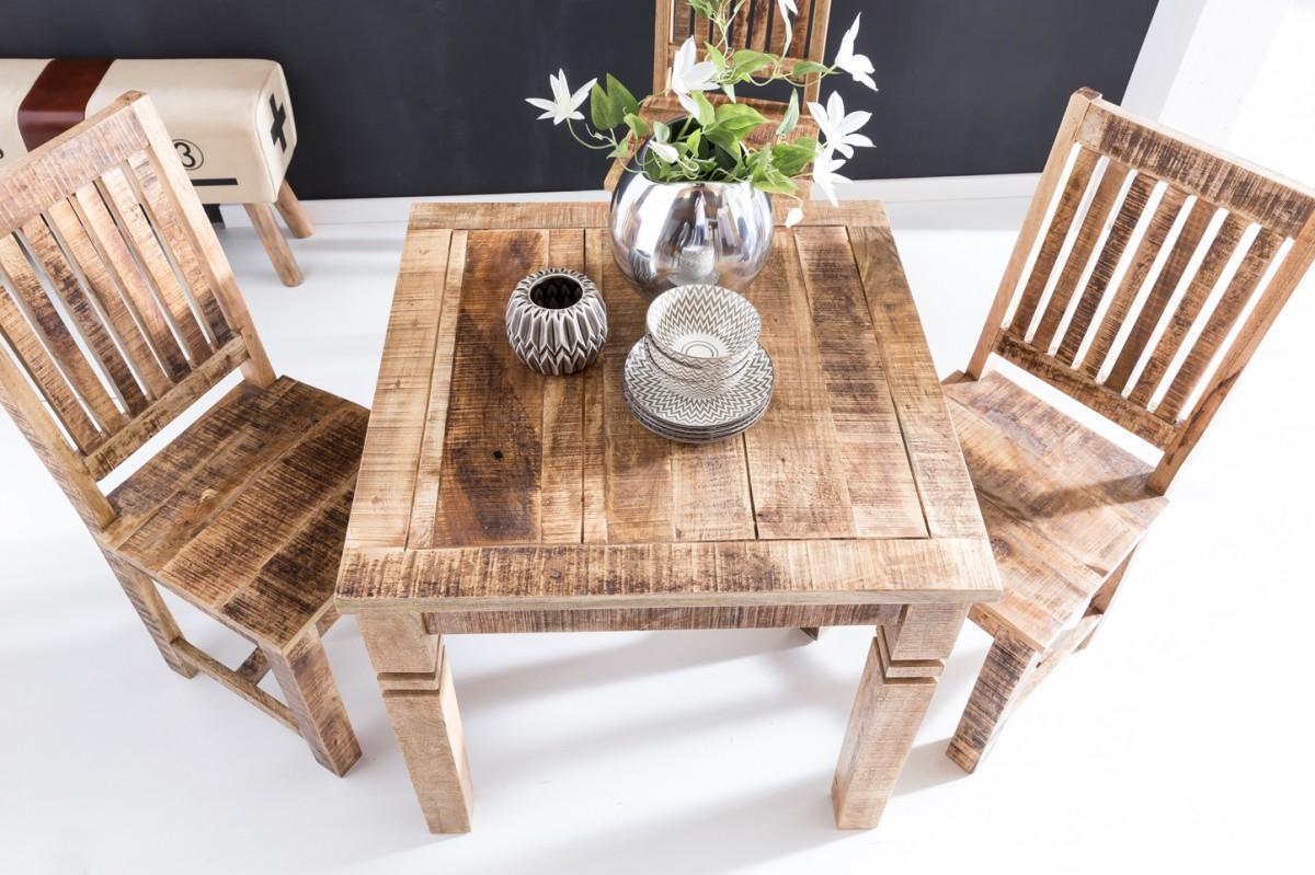 Wohnling Esszimmertisch RUSTICA 80 x 80 x 76 cm Mango Massivholz