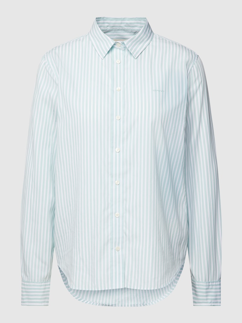 Bluse mit Streifenmuster Modell 'REG POPELINE' in aqua blau
