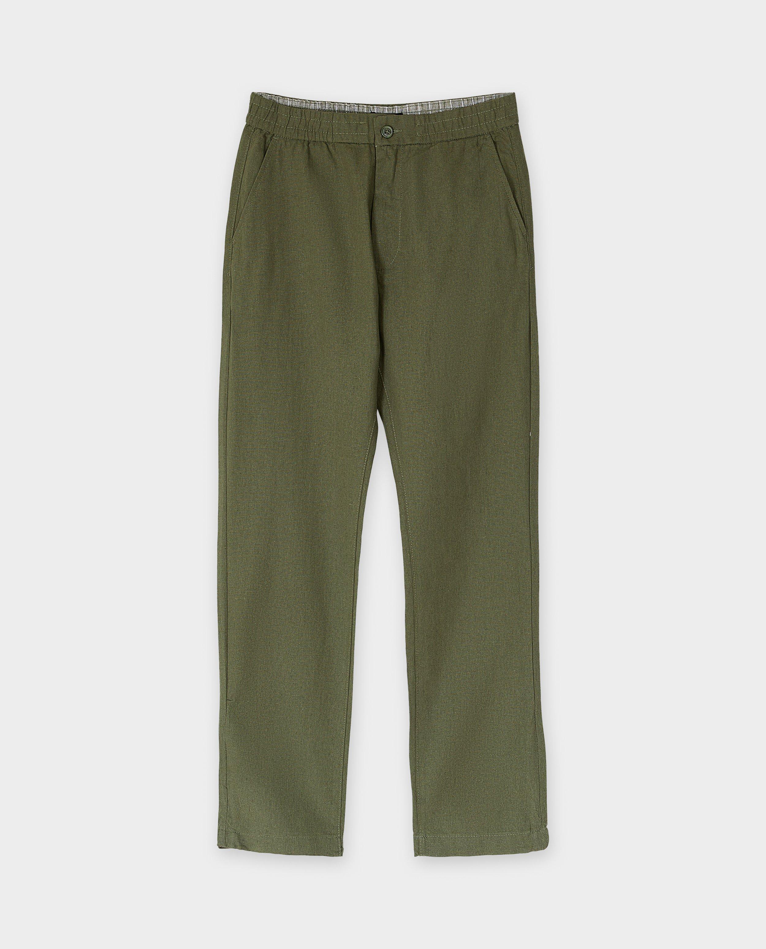 Pantaloni de quarterback cu imprimeu de in, croială dreaptă, kaki