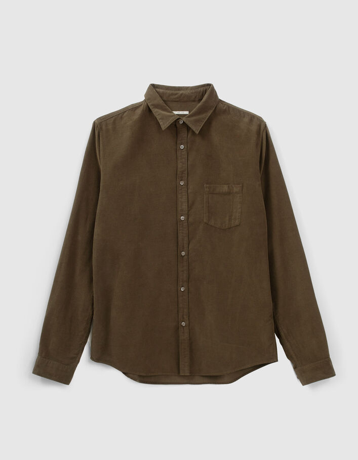 Chemise REGULAR cappuccino en velours milleraies Homme