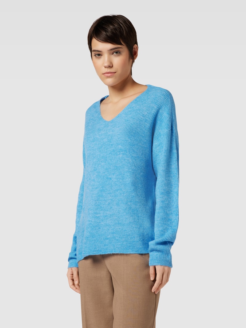 Strickpullover mit Strukturmuster Modell 'CREWLEFILE' in blau