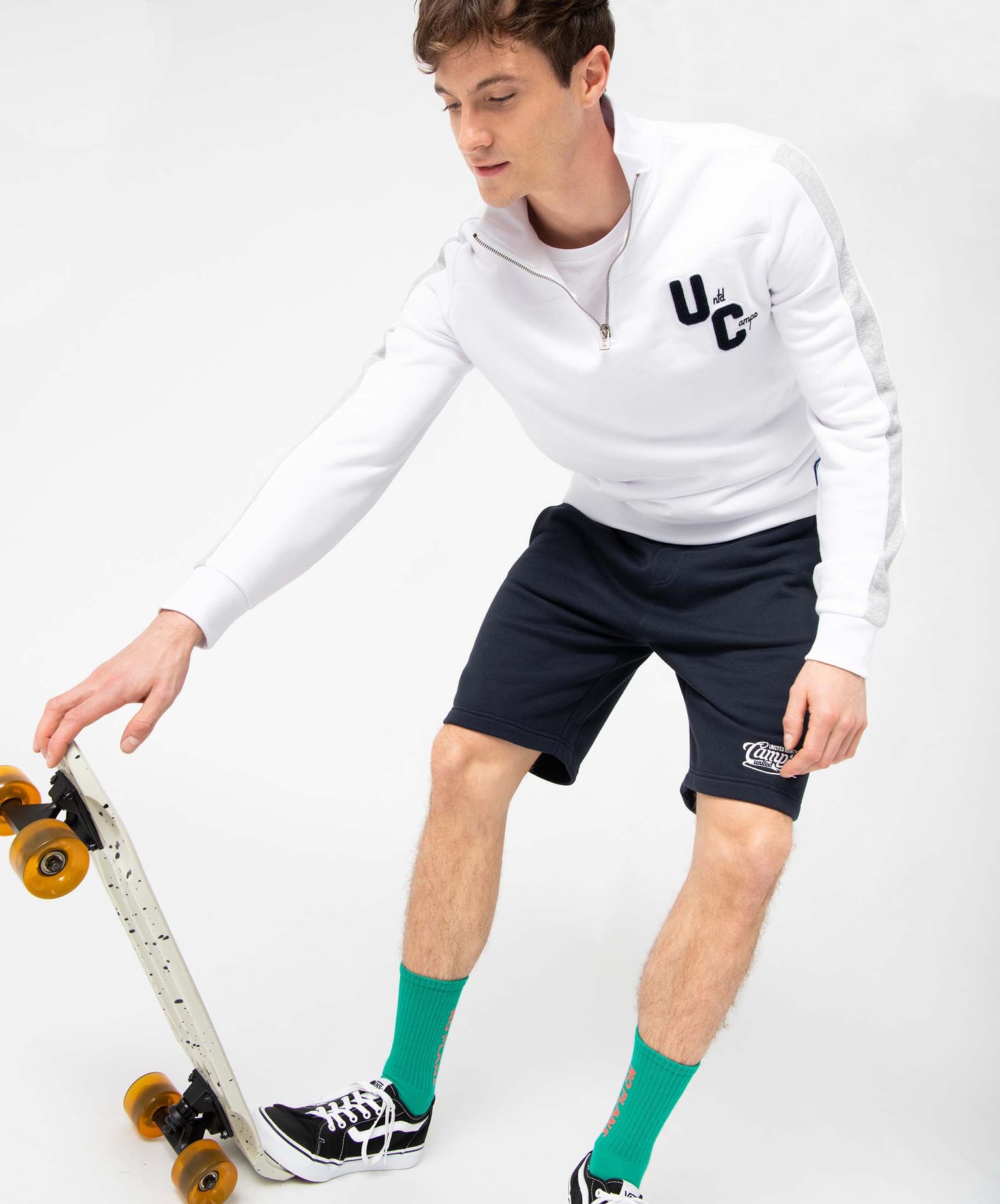 Sweat homme à col camionneur zippé - Camps United blanc | GEMO