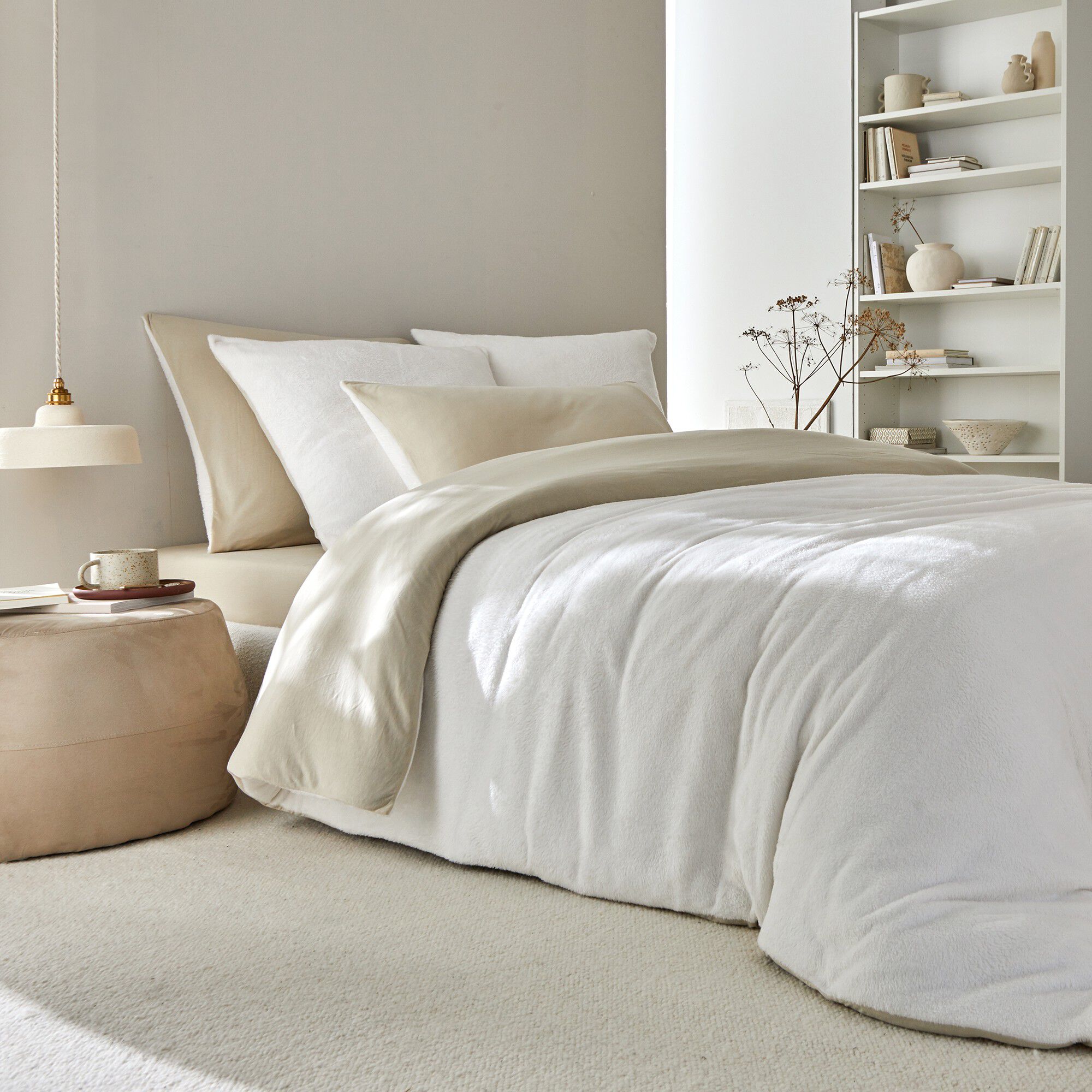 Linge de lit réversible jersey polaire toucher peluche