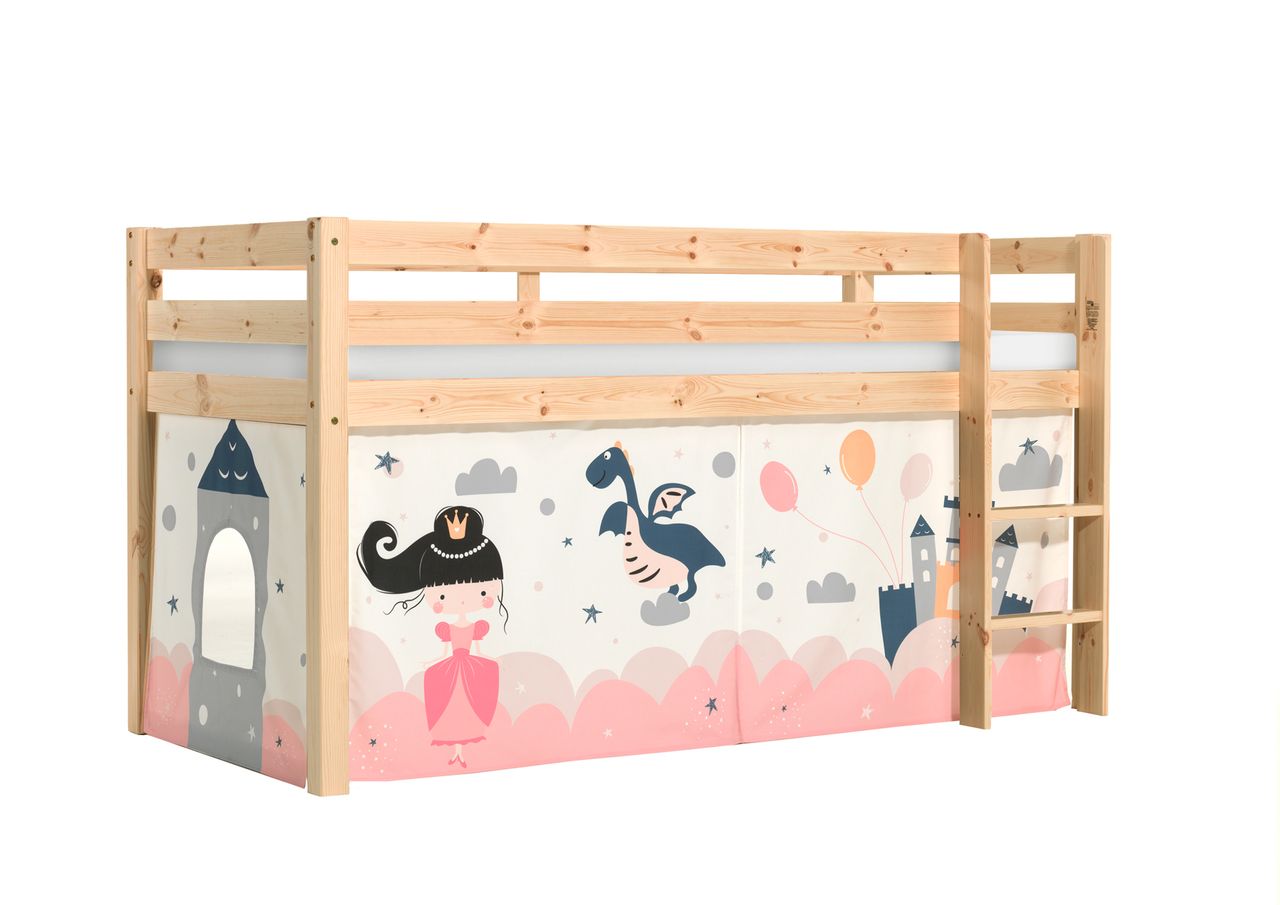 VIPACK Halbhohes Bett PINO, mit Textilset 