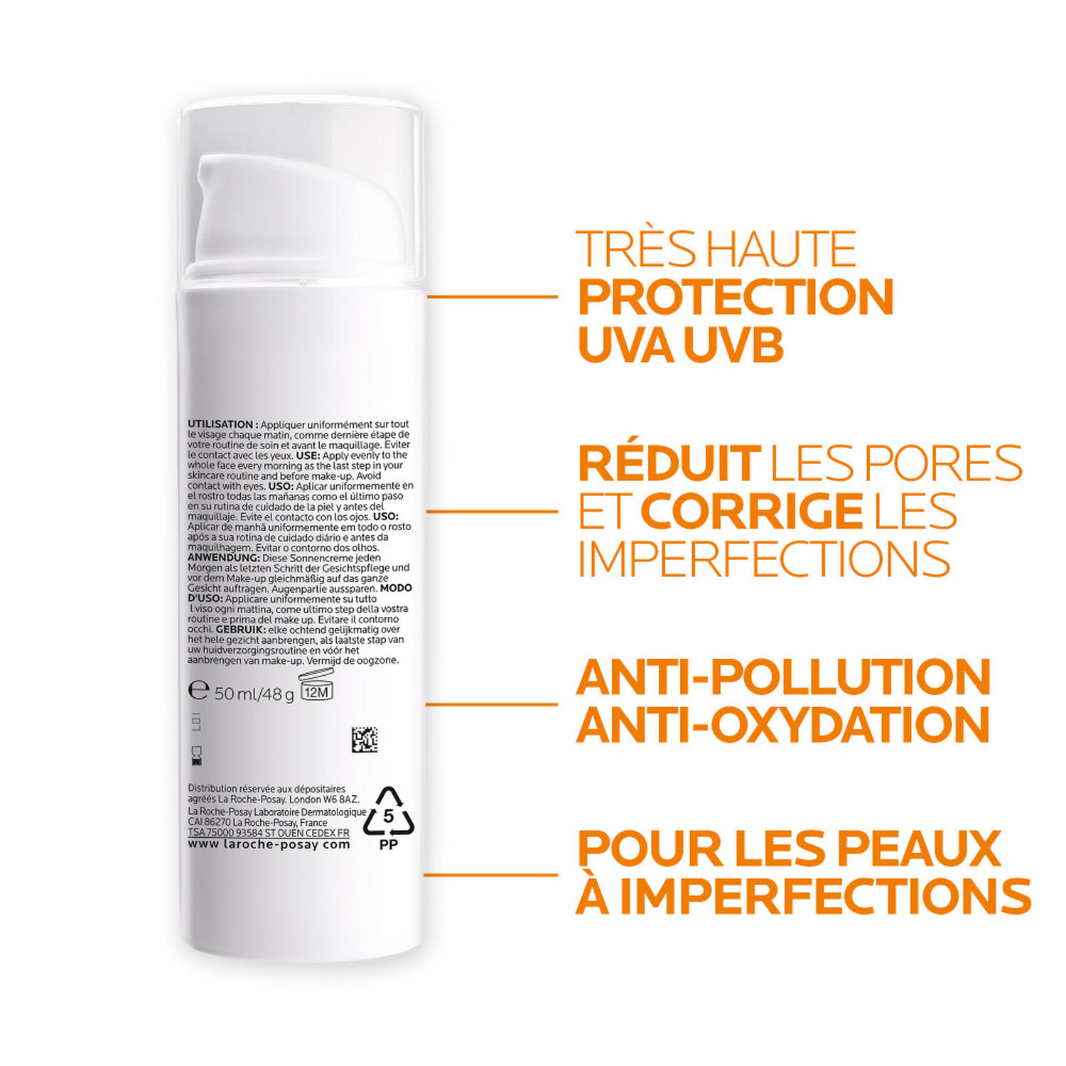la roche-posay Anthelios Oil Correct SPF50+ Crème Solaire Matifiante 50 ml