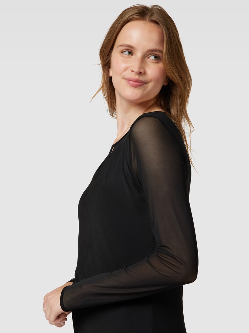 Longsleeve mit Schlüsselloch-Ausschnitt in schwarz