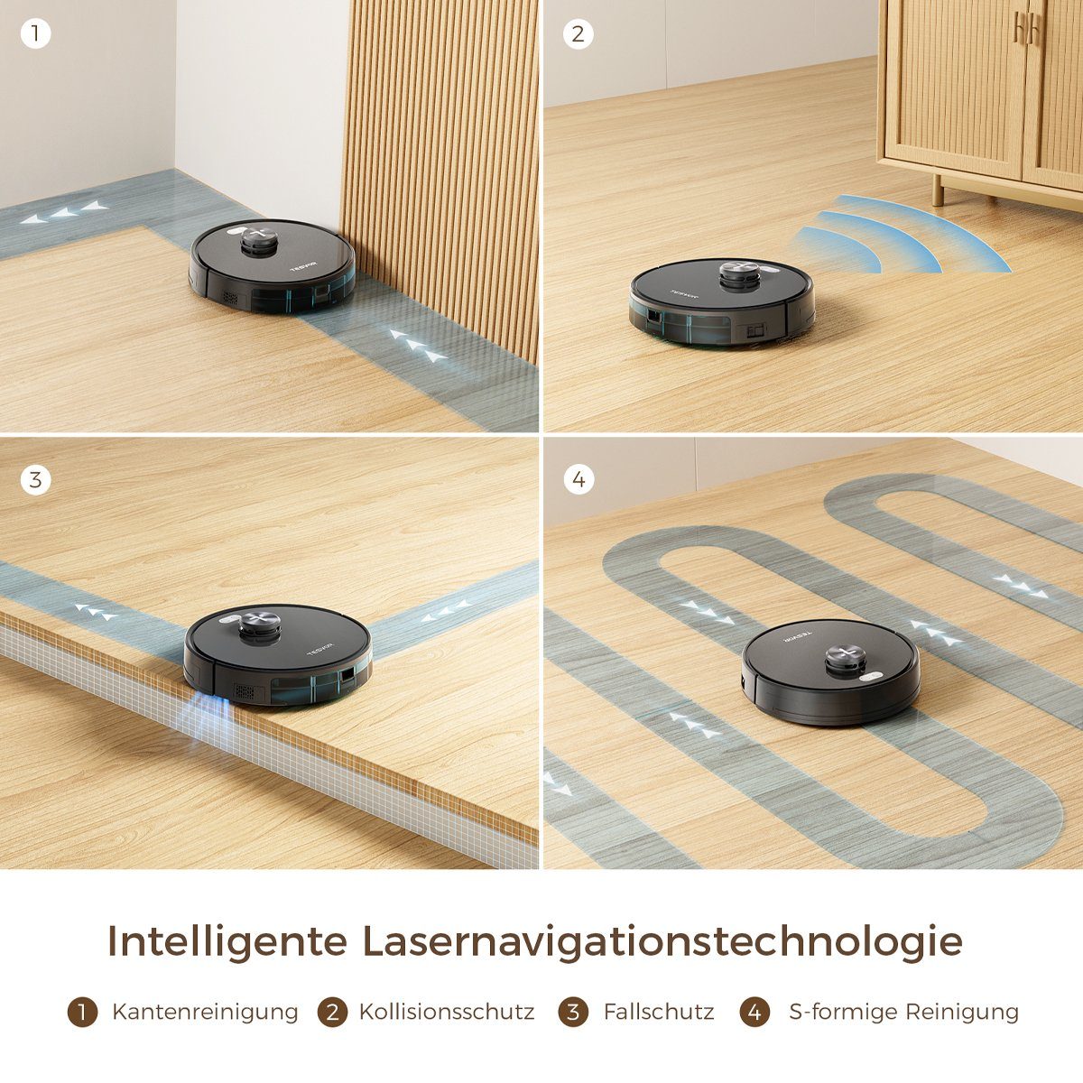 Tesvor Saugroboter S5 Staubsauger Roboter Wischfunktion 3000Pa 180Min Lasernavigation