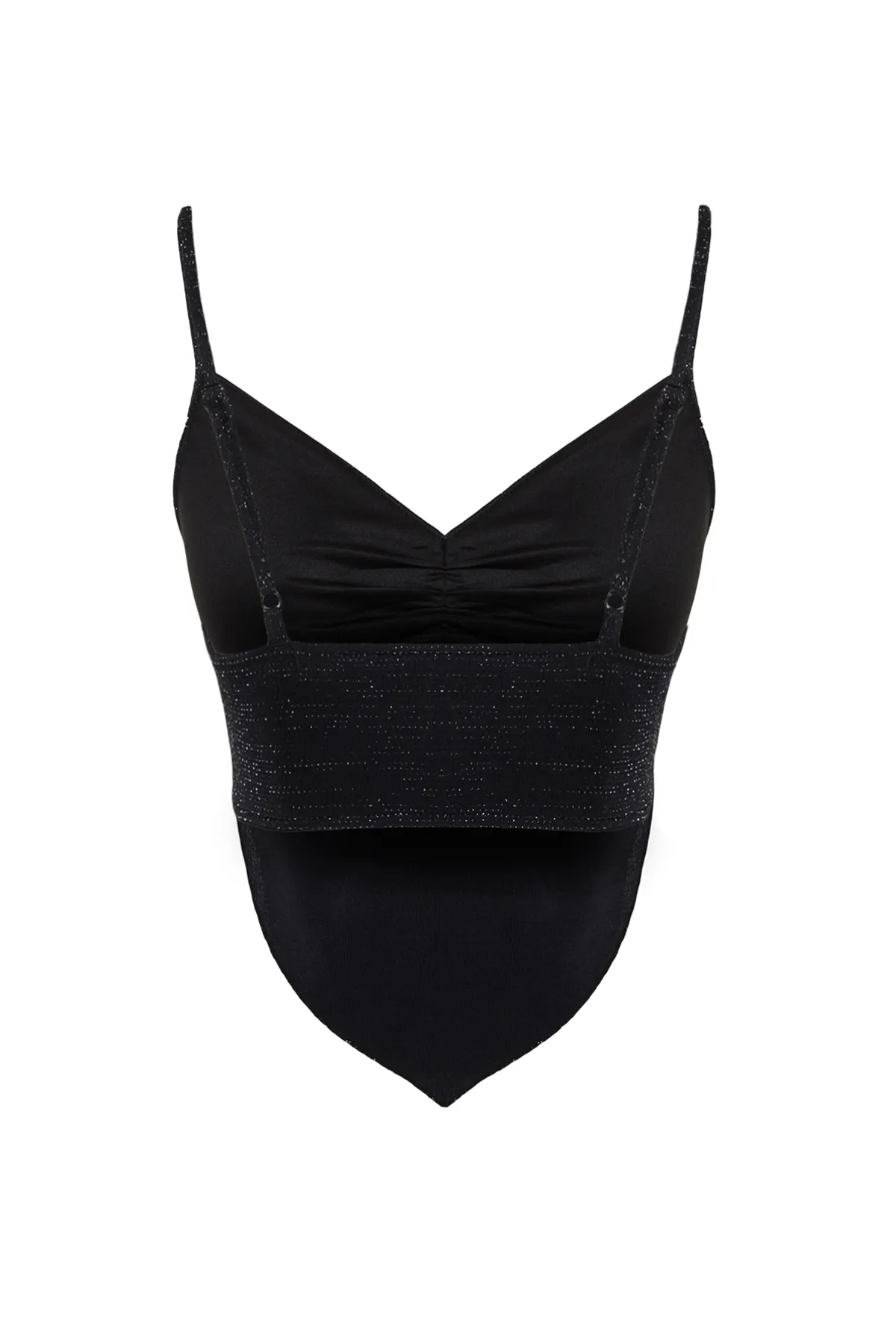 Trendyol Collection  Schwarze, glänzende, kurze Strickbluse