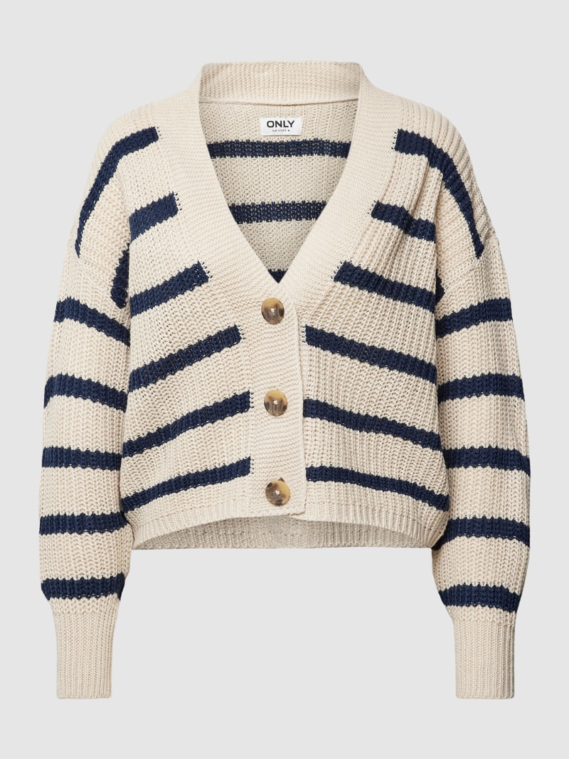 Cardigan mit Streifenmuster Modell 'CAROLNICE' in ecru