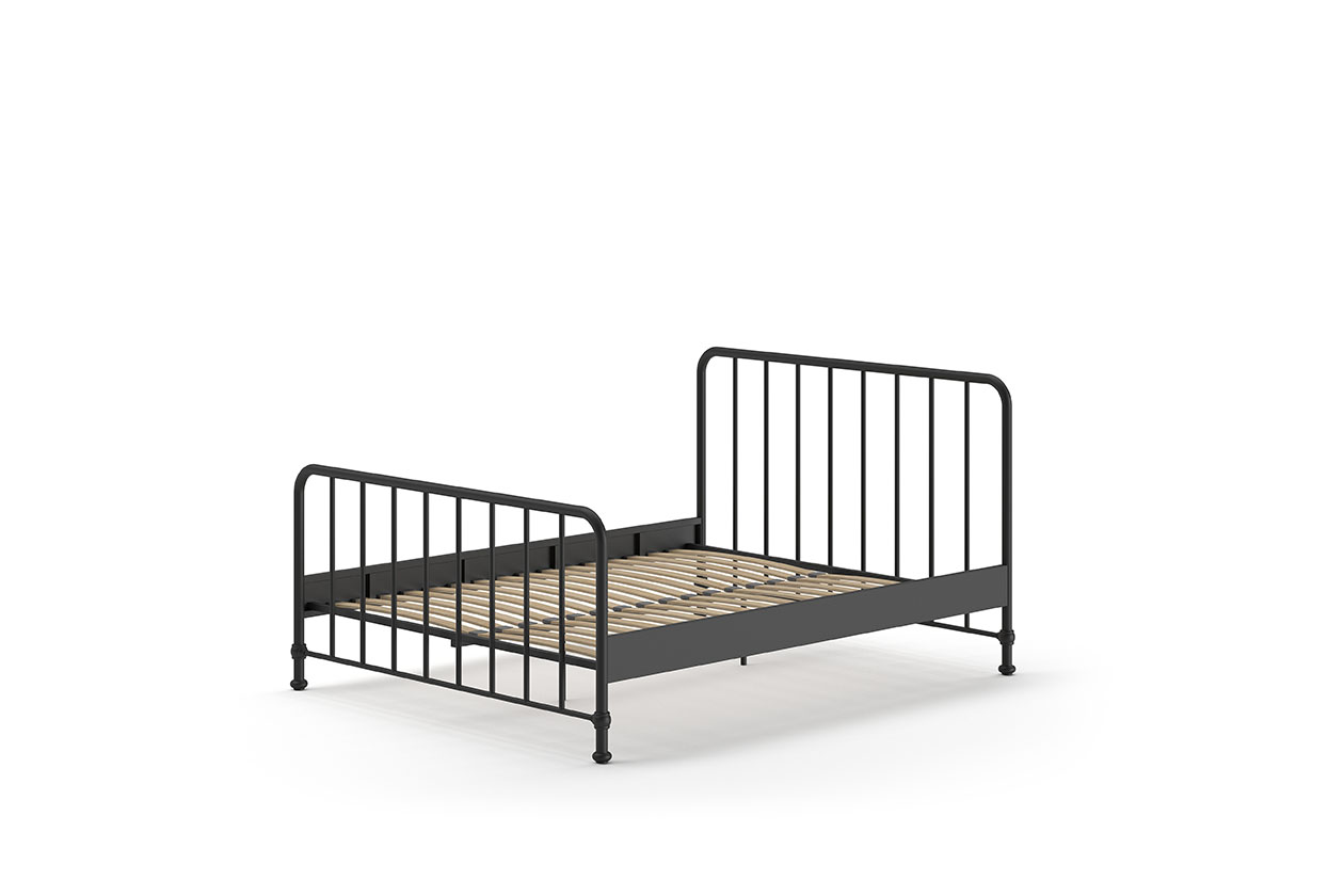 VIPACK Jugendbett BRONXX mit Liegefläche 160 xx 200 cm, Ausf. Metall Schwarz matt