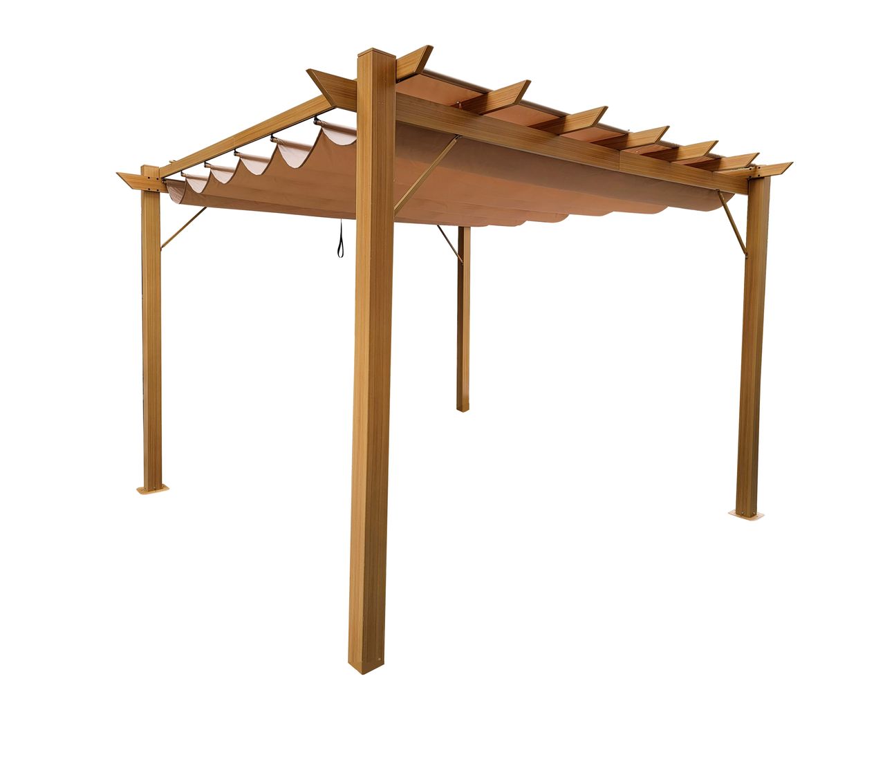 CHILLROI Outdoor Aluminium Pavillon/Pergola 17,67 m² mit verstellbarem Sonnensegel buche