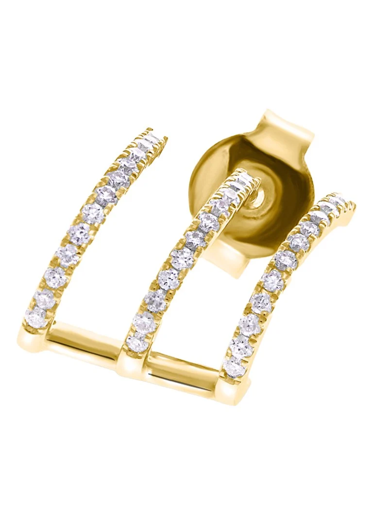 Culet Jewellery Triple Illusion single left hoop earring of 18 carat yellow gold with diamond