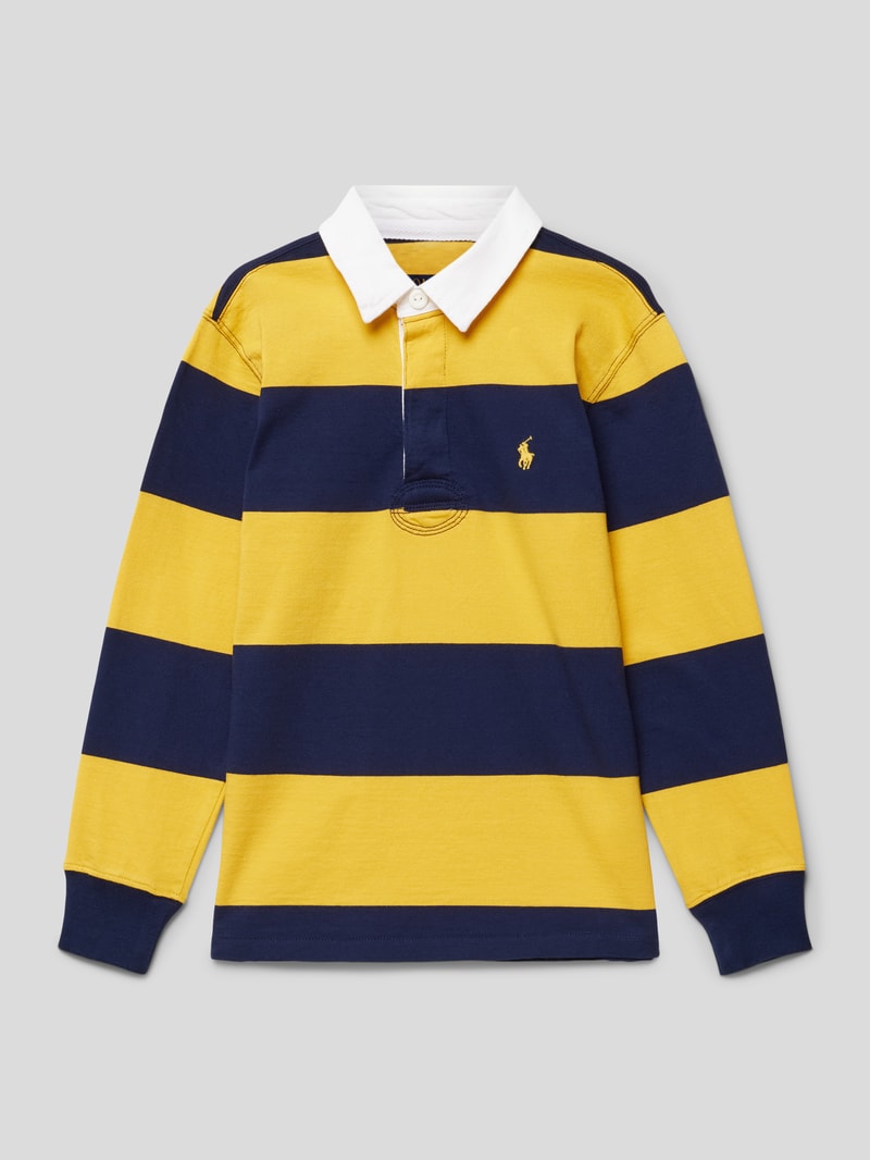 Poloshirt mit Blockstreifen in marineblau