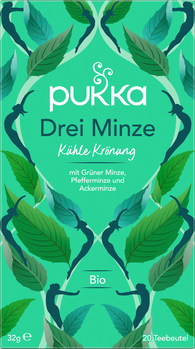 Kräutertee \Drei Minze\ mit Pfefferminze, Grüner Minze, Ackerminze (20 Beutel), 32 g