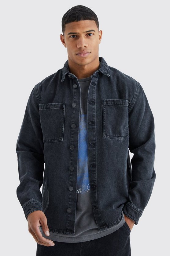 Langärmliges Denim-Overshirt
