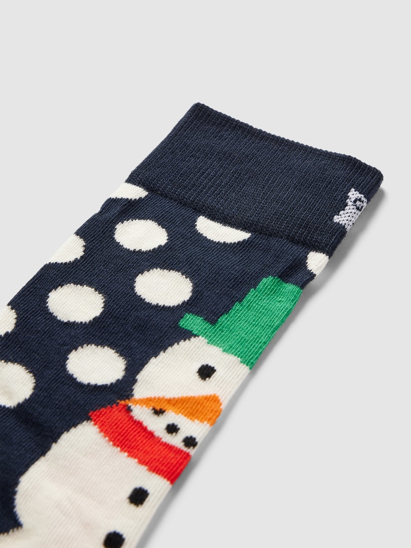 Socken mit Motiv-Print Modell 'Jumbo Snowman' in dunkelblau