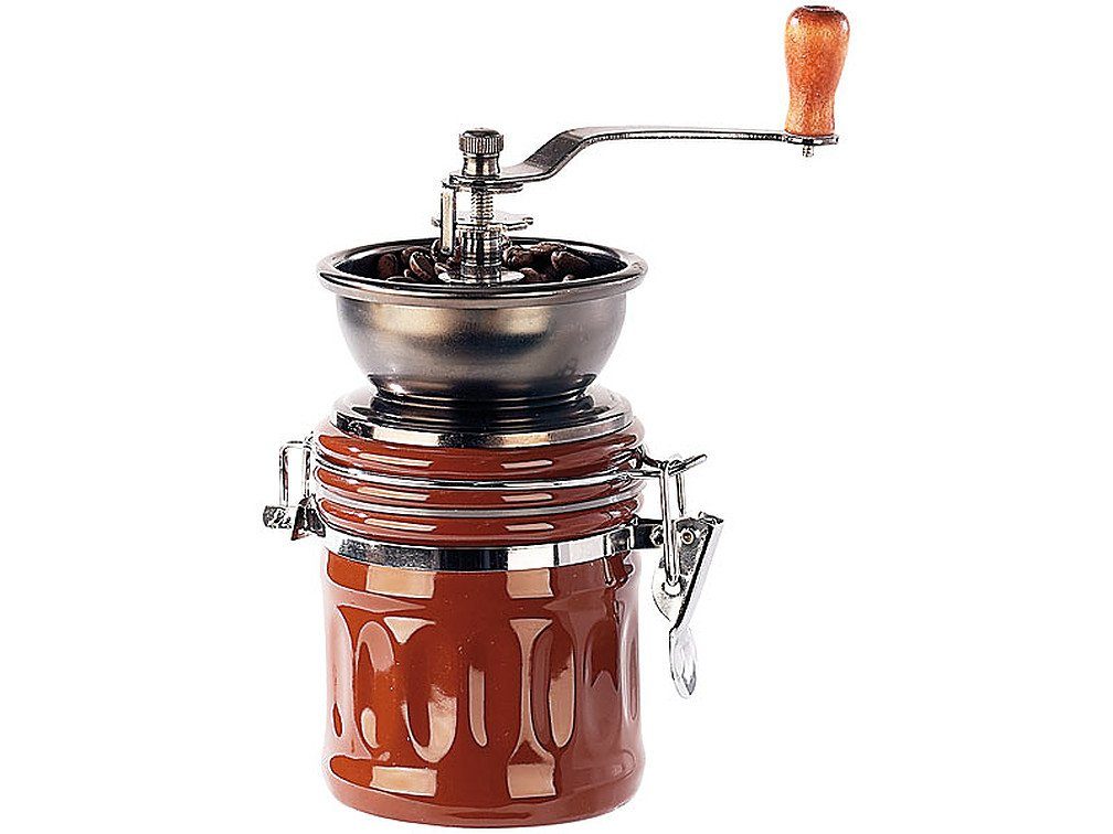 Rosenstein & Söhne Kaffeemühle Kaffeemühle Genua mit Aroma Behälter Kaffeemühlen Kaffee Mühle, Hochwertiges Keramikmahlwerk, Auffangbehälter