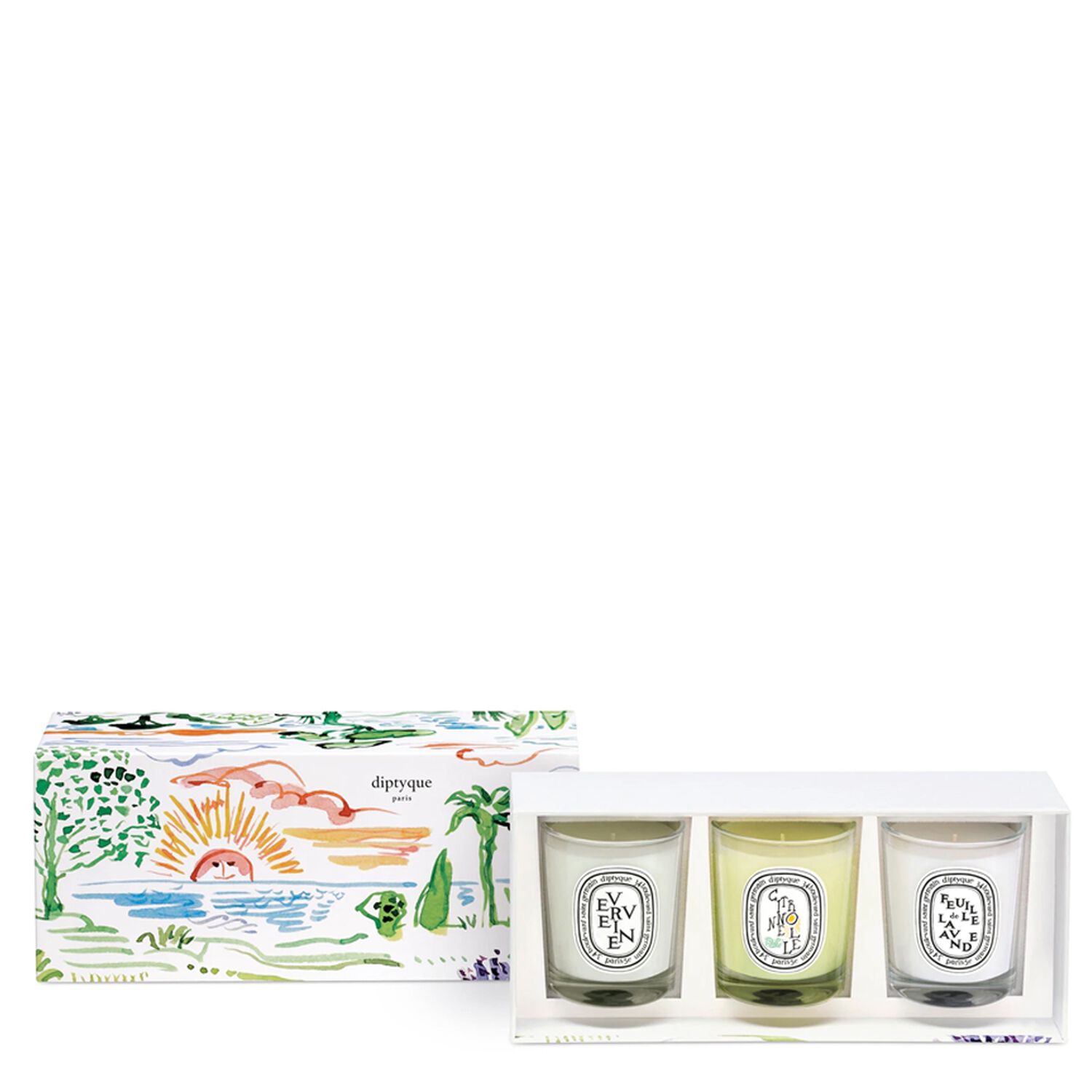 Diptyque Feuille de Lavande, Citronnelle et Verveine Coffret Petites Bougies Parfumées 3 x 70G