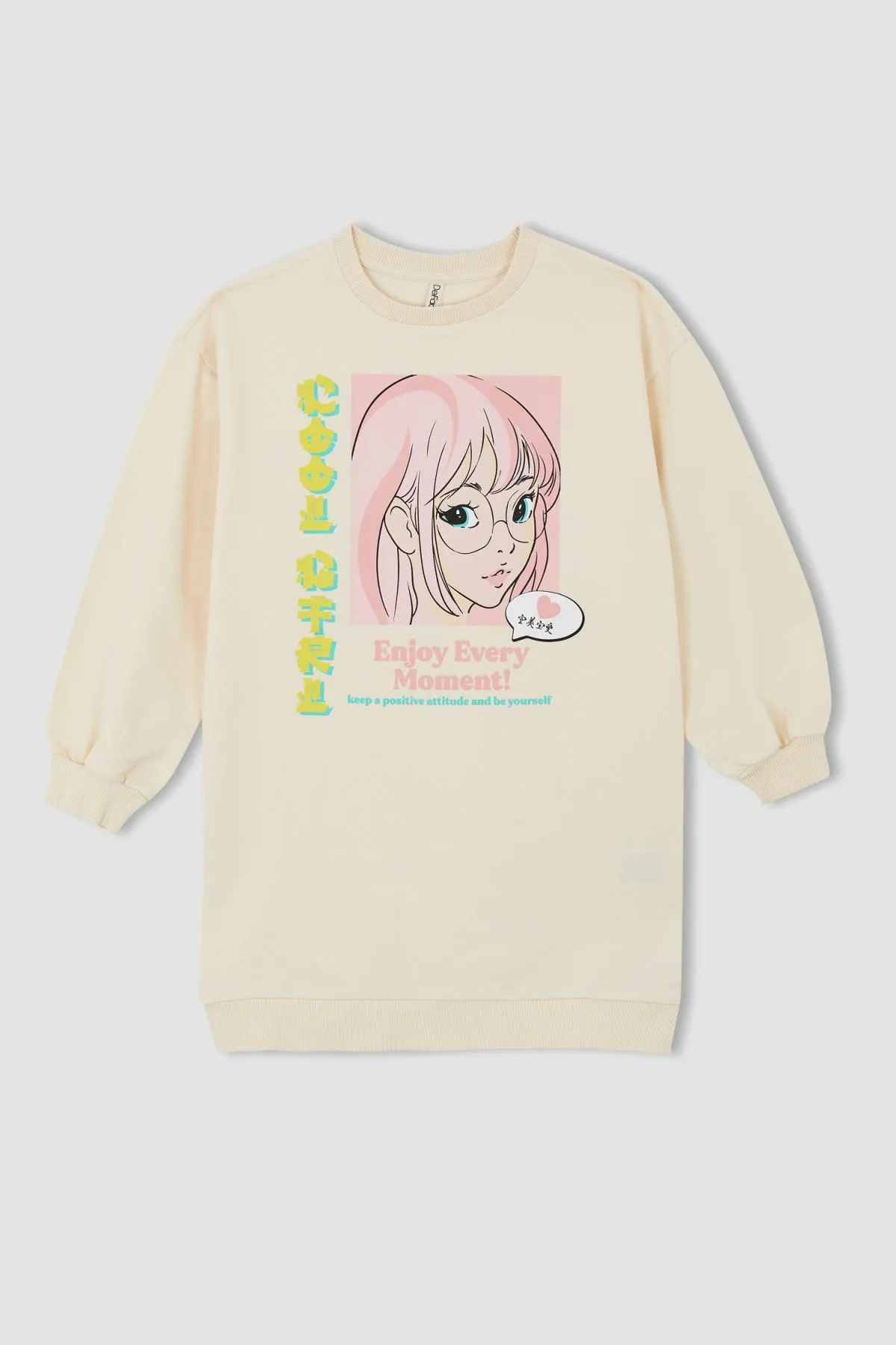 DeFacto  Bedrucktes Sweatkleid für Mädchen mit Rundhalsausschnitt