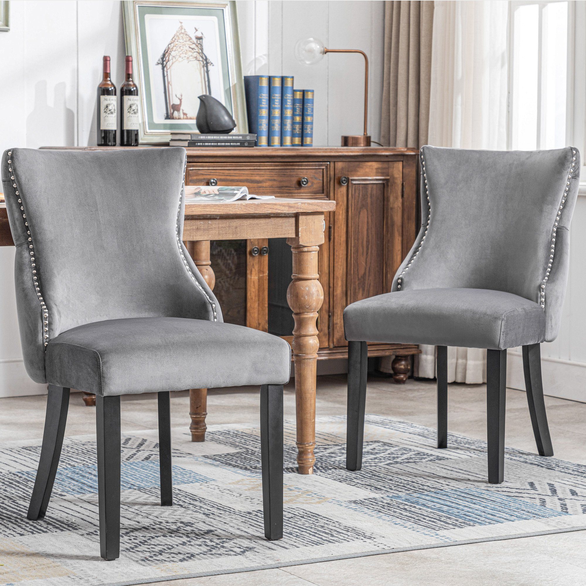 REDOM Polsterstuhl Esszimmerstuhl Wohnzimmerstuhl Küchenstühle Samt Stuhl Massivholzstuhl (Massivholz, Esszimmerstühle, Set nur Stühle ohne Esstisch, Design-Stuhl, 2 St)