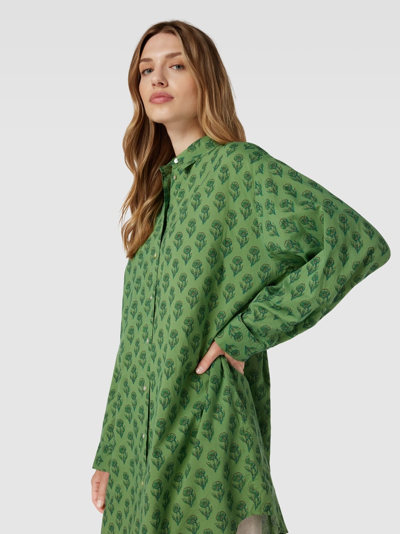 Longbluse mit Allover-Muster in grün