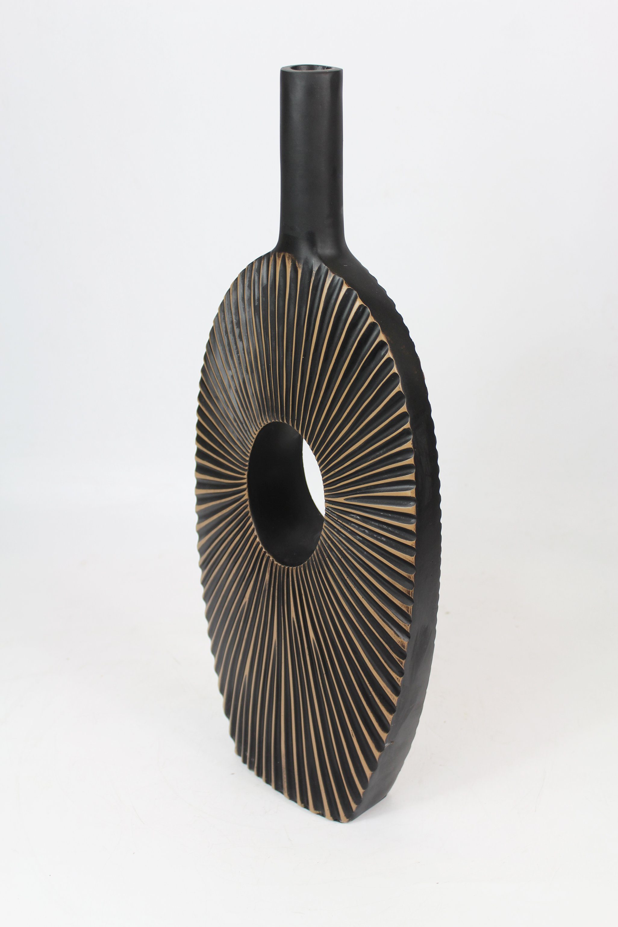 Arnusa Dekovase Blumenvase moderne Vase geriffelt Braun Dekoration, große Tischvase mit Filzgleiter