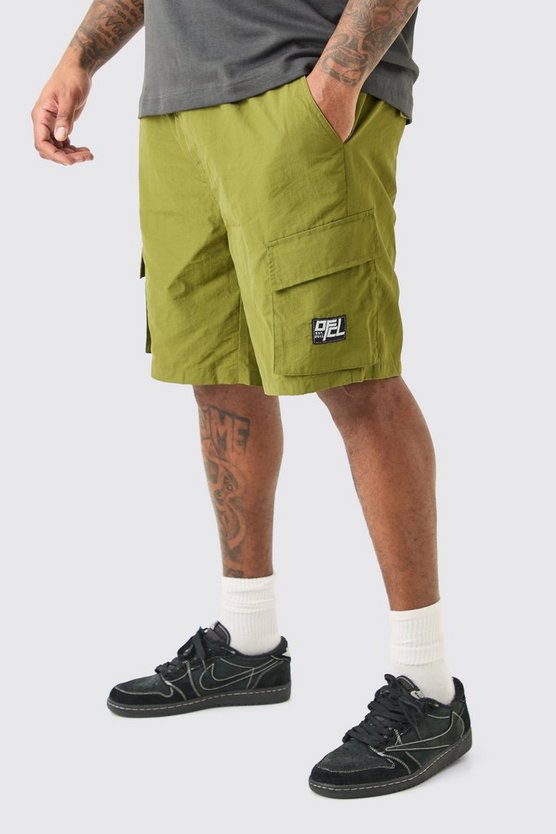 Plus Ofcl Nylon Cargo-Shorts mit elastischem Bund