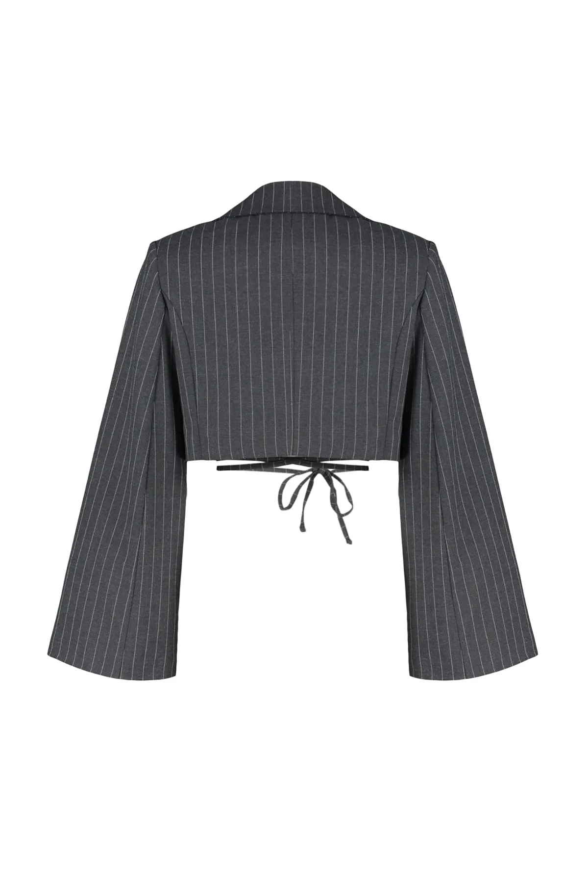 Trendyol Collection  Grauer, bauchfrei gefütterter, zweireihiger Blazer aus gewebtem, gestreiftem Polyviscon TWOSS23BC00123
