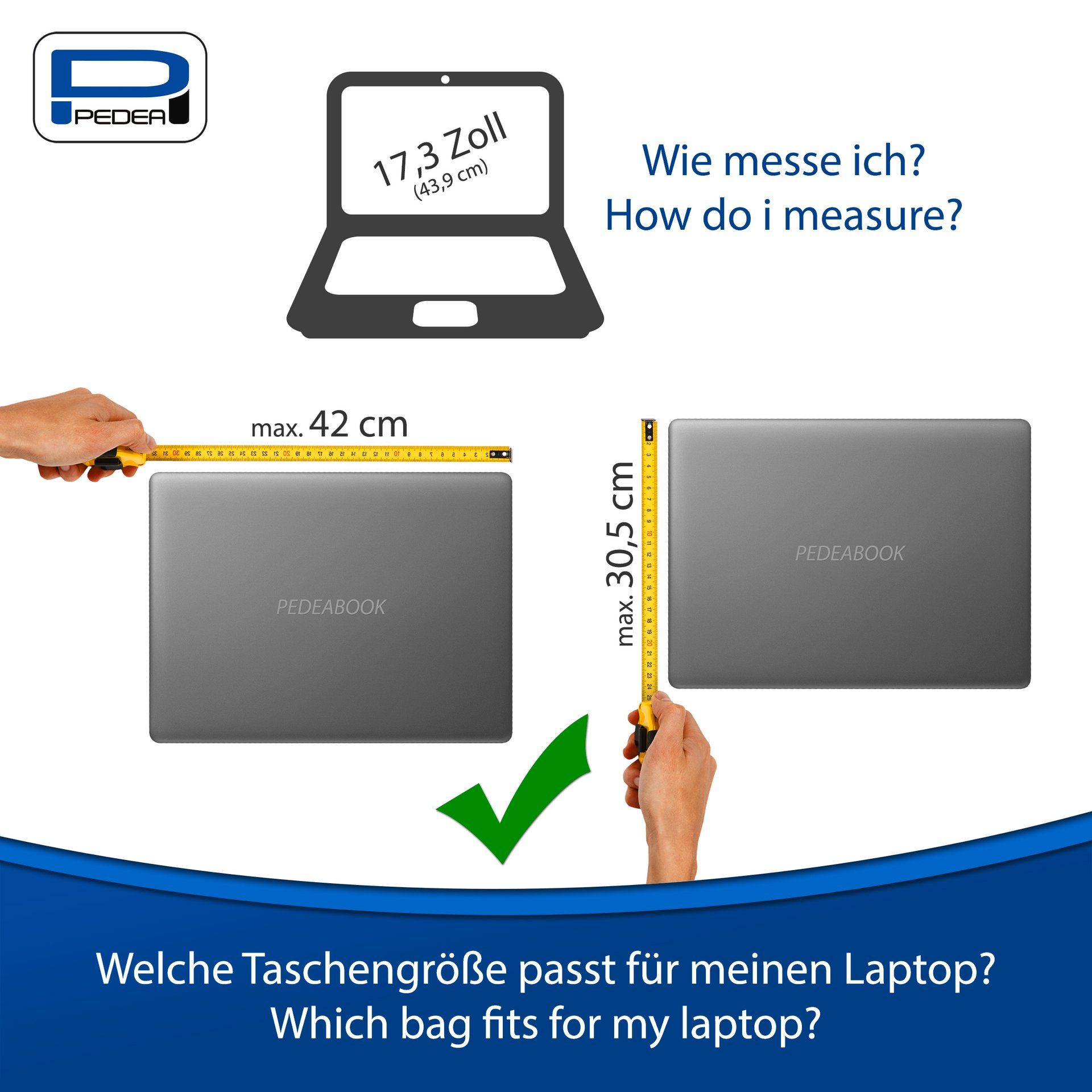 PEDEA Laptoptasche Notebooktasche Fashion bis 43,9 cm (bis 17,3), dicke Polsterung und ein fleeceartiges, weiches Innenfutter