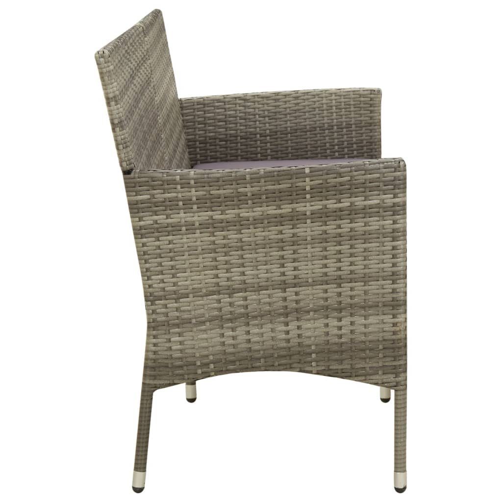 vidaXL Loungesofa Gartensofa 3-Sitzer mit Kissen Grau Poly Rattan, 1 Teile