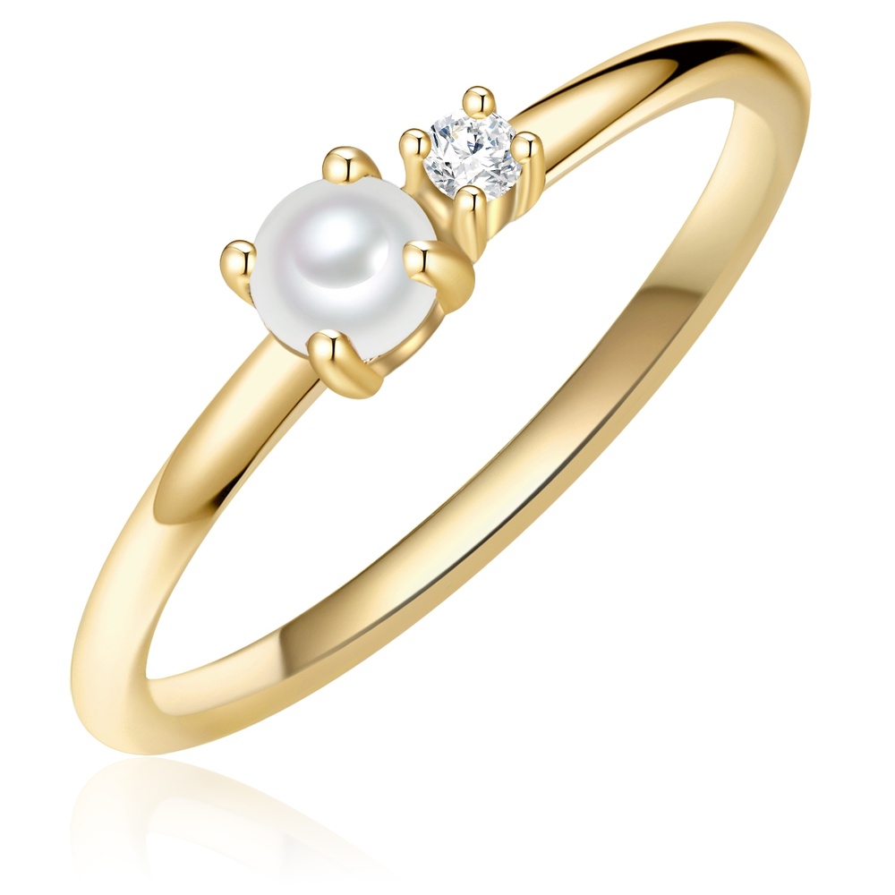Glanzstücke München Bague en argent Argent sterling Oxyde de zirconium (CZ) Perle de culture d'eau do Bague