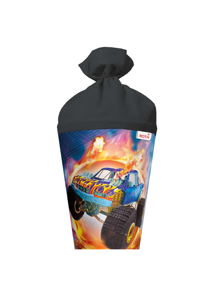 ROTH Schultüte groß Monstertruck Fire 70 cm, Glanzfolie in Orange günstig kaufen onesize