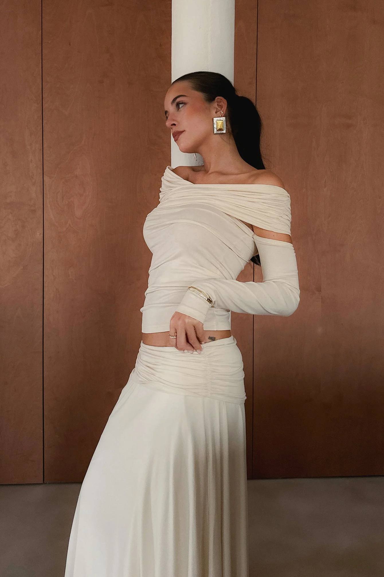 Soft Line Off Shoulder Draped Top