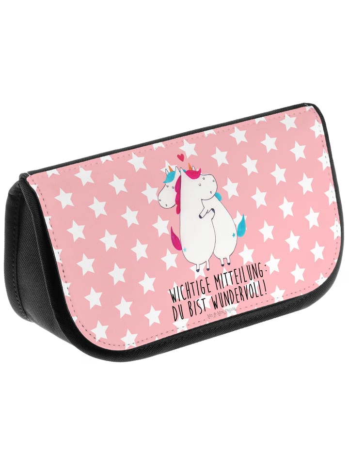 Mr. & Mrs. Panda Kosmetiktasche Einhorn Mitteilung mit Spruch in Rot Pastell günstig kaufen onesize