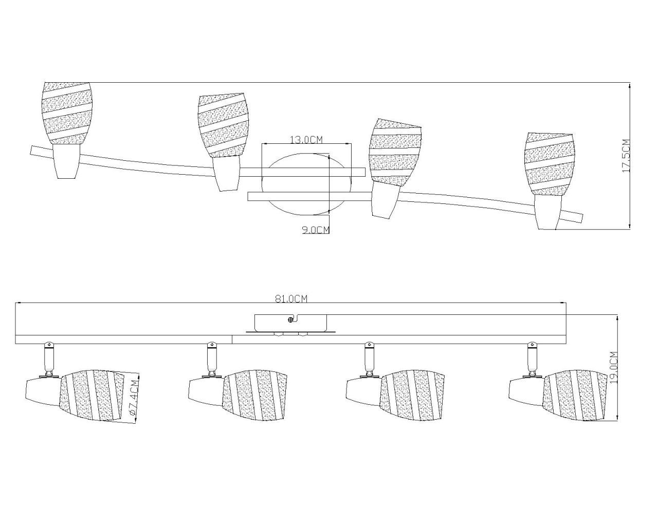 Globo Lighting - ROY - Strahler Metall verchromt, 4x E14