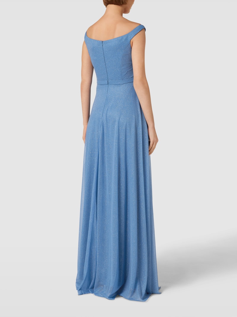 Abendkleid mit V-Ausschnitt in rauchblau