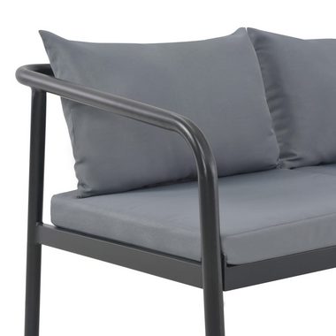 vidaXL Loungesofa 2-Sitzer-Gartenbank mit Auflagen Grau Aluminium