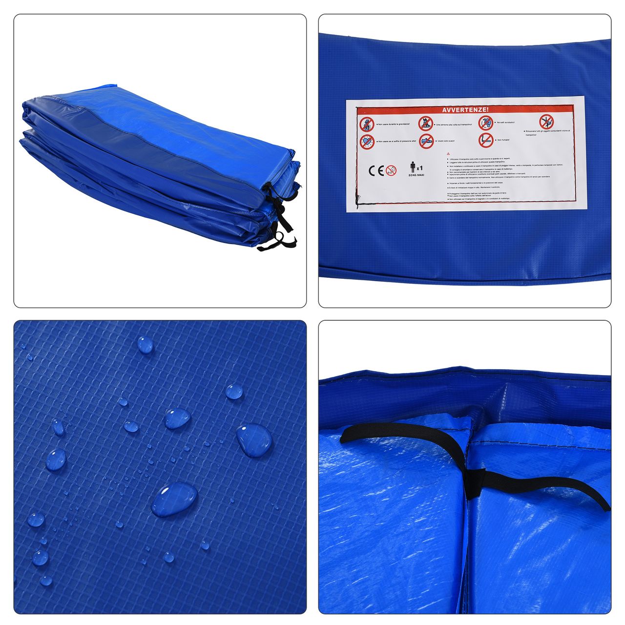 HOMCOM Trampolin Randabdeckung Sicherheitsnetz Wetterplane Leiter 8ft 10ft 12ft 15ft (Randabdeckung: Ø 244cm-Blau)