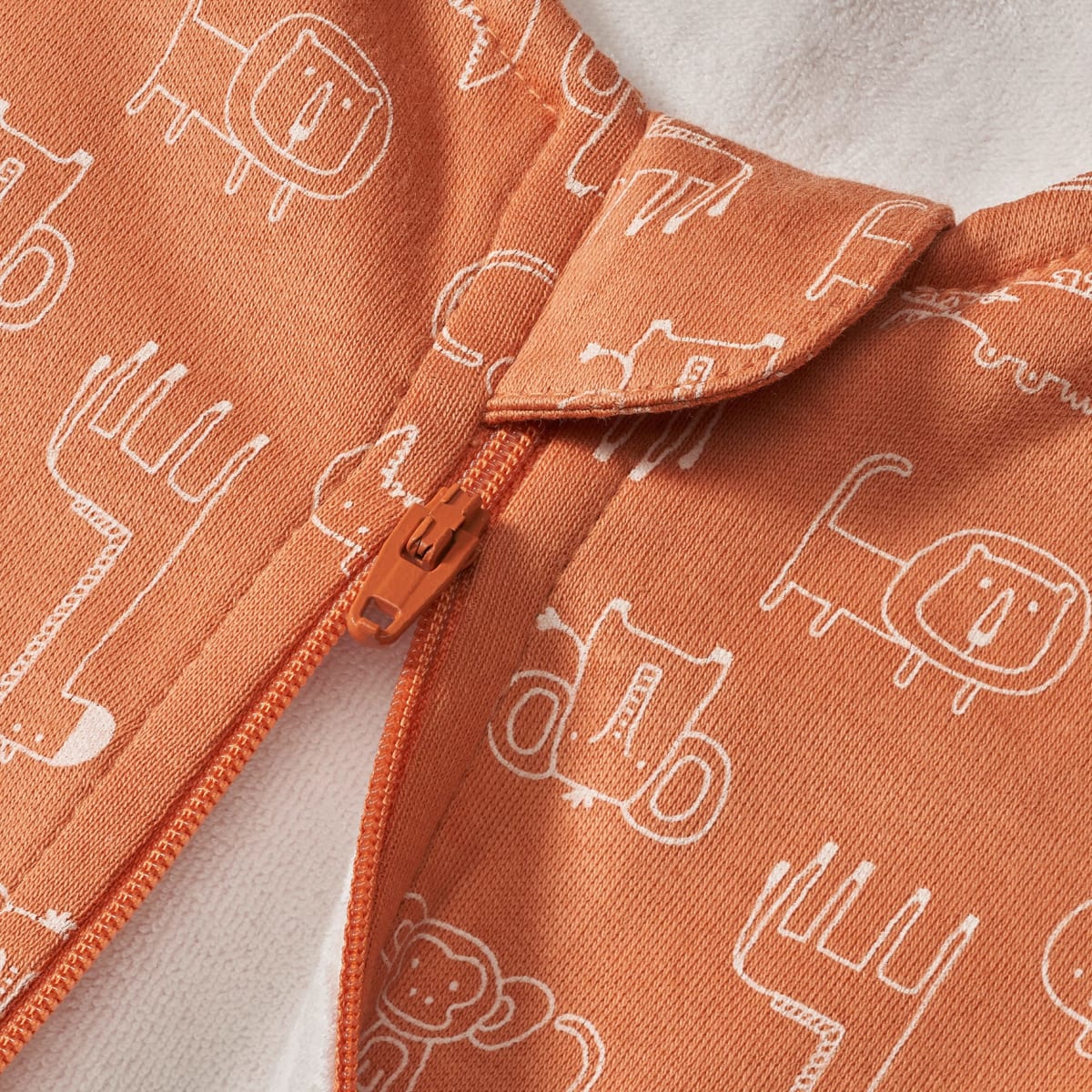 Schlafsack 1 TOG, mit Tier-Muster, orange, 90 cm, 1 St