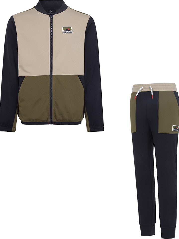 Converse 2tlg. Trainingsanzug in Dunkelblau/ Khaki/ Beige günstig kaufen