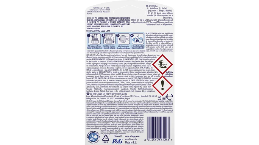 Febreze 3VOLUTION Lufterfrischer Nachfüllflakon für Duftstecker Vanille 20 ml