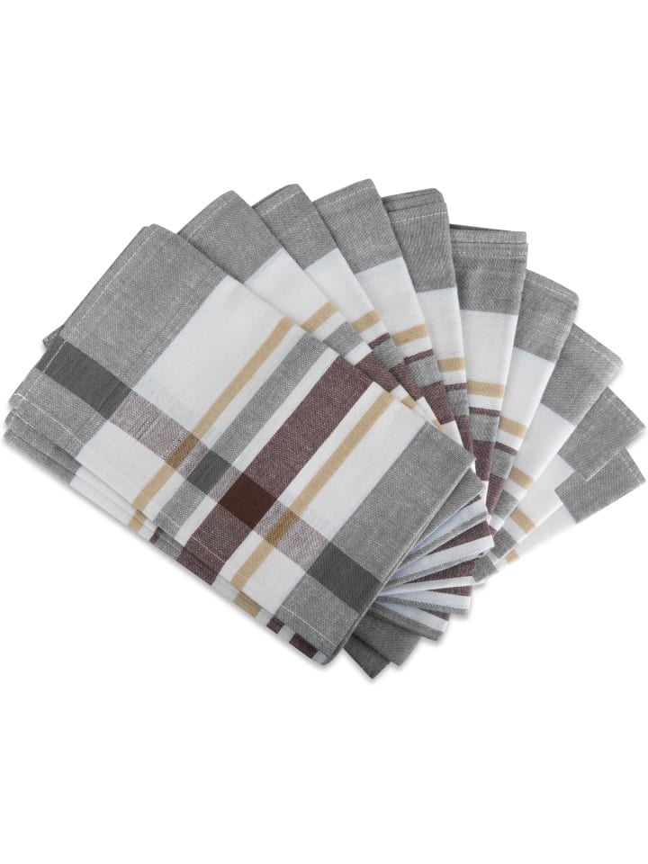 Aspero 10 Geschirrtücher Toffee Stripe in Grau günstig kaufen 75 x 60 cm
