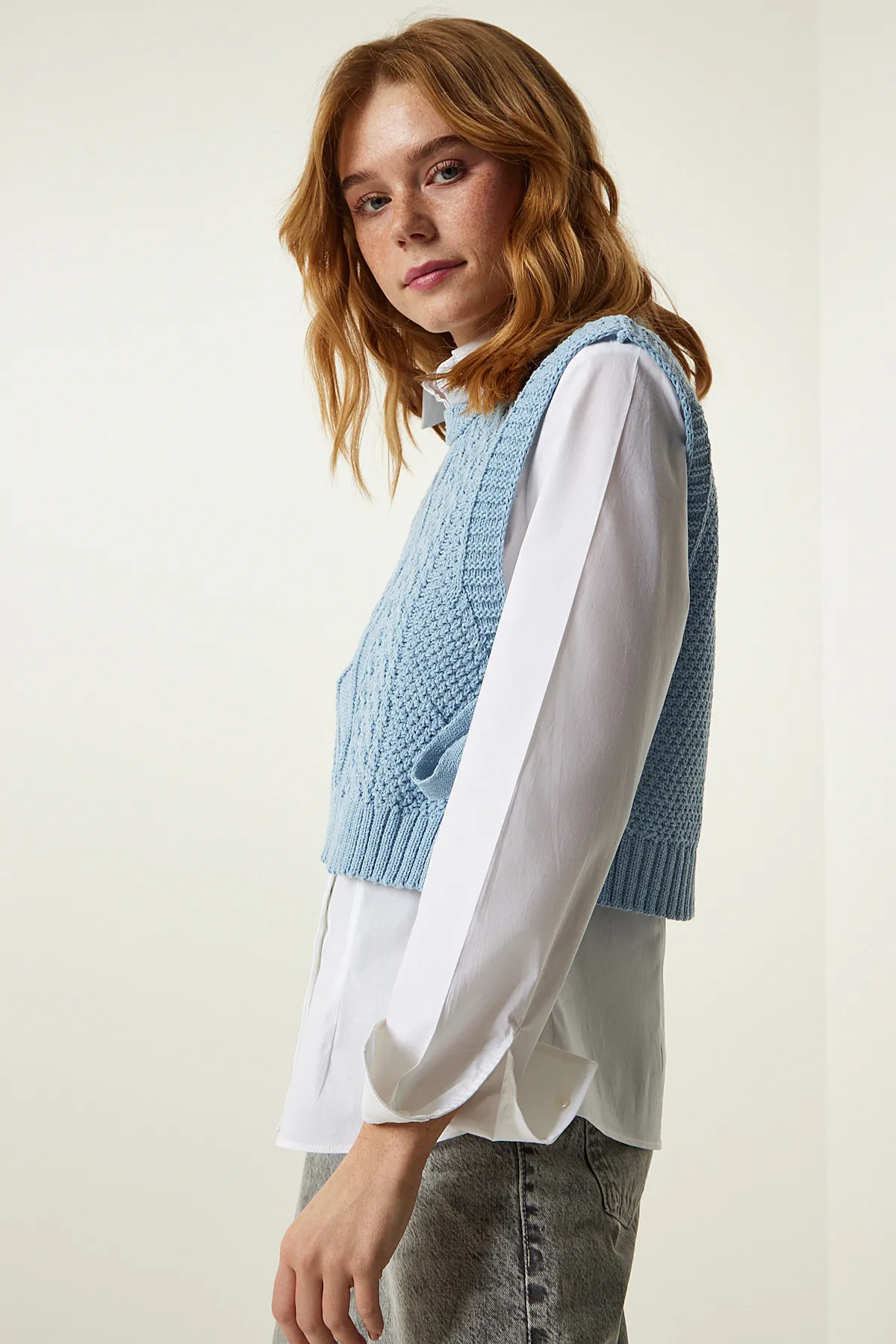 Happiness İstanbul  Strickweste - Blau - Regular Fit