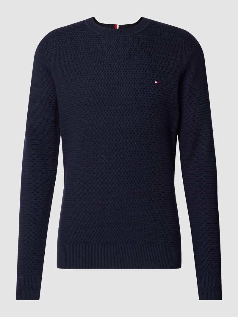 Strickpullover mit Label-Stitching in marineblau