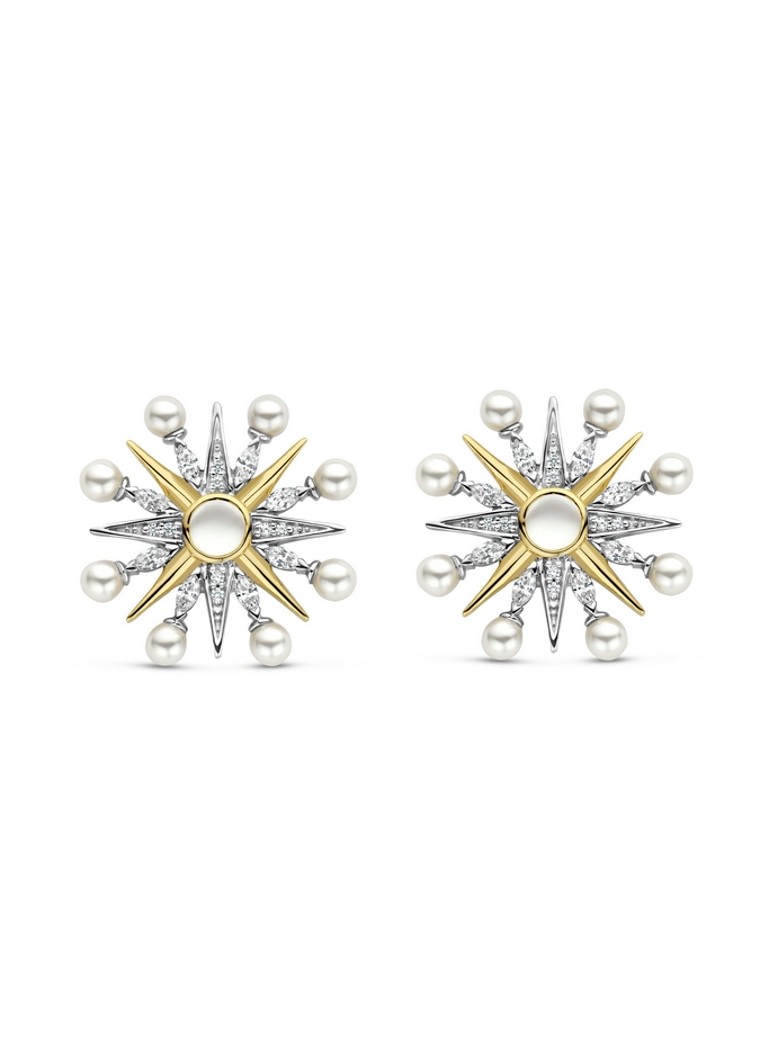 TI SENTO - Milano Silver stud earrings with cubic zirconia and pearl 7930YP_H