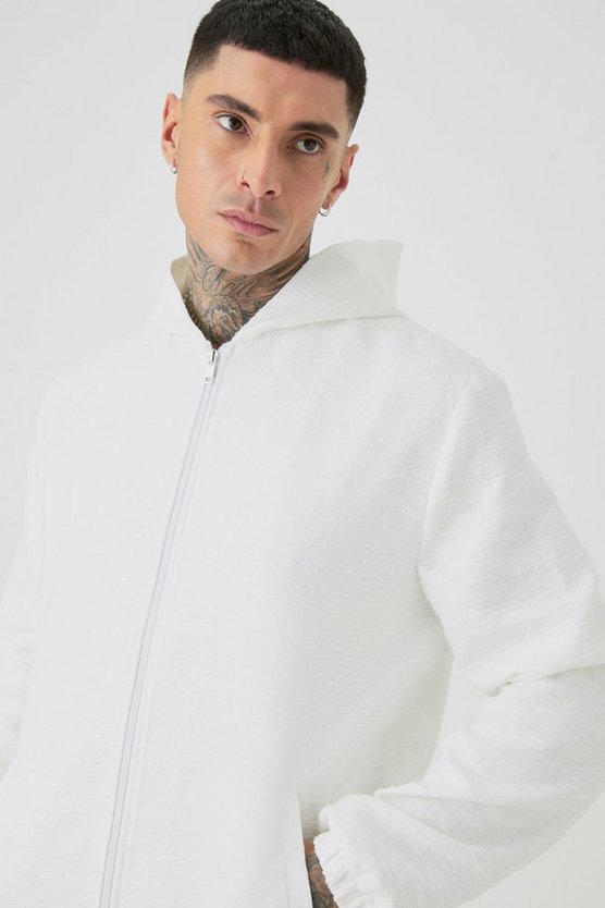 Tall strukturierte smarte Jacquard-Jacke aus Baumwolle