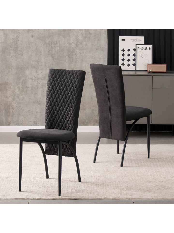 B&D Home Esszimmerstuhl THADDÄUS in Anthrazit - (B)46 x (H)94 x (T)58 cm günstig kaufen