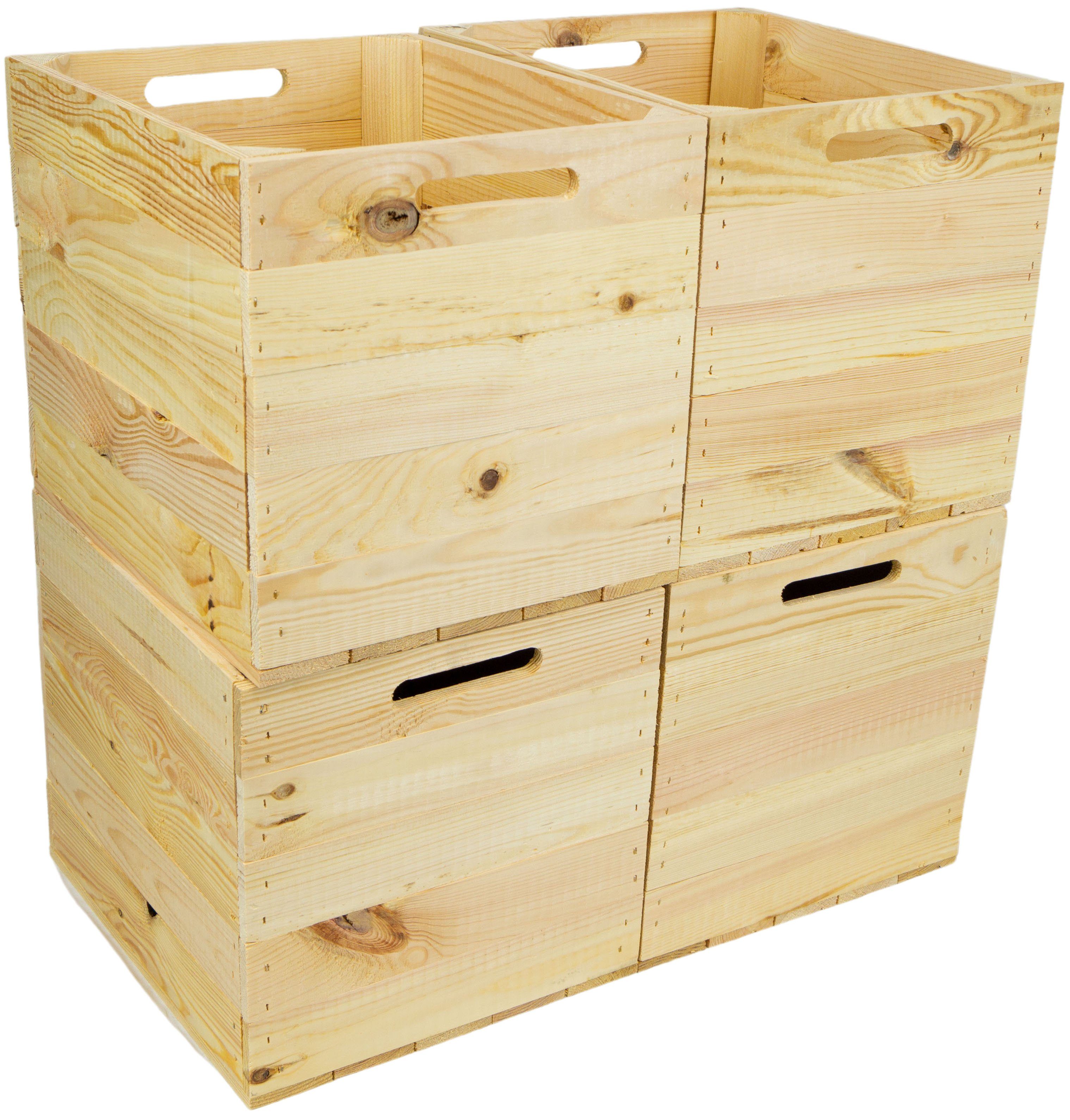 Kistenkolli Altes Land Allzweckkiste 4 Stück Weinkiste Natur passend für Ikea Kallax und Expeditregale